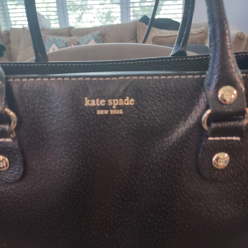 Vintage Kate Spade Black Leather Tote Handbag